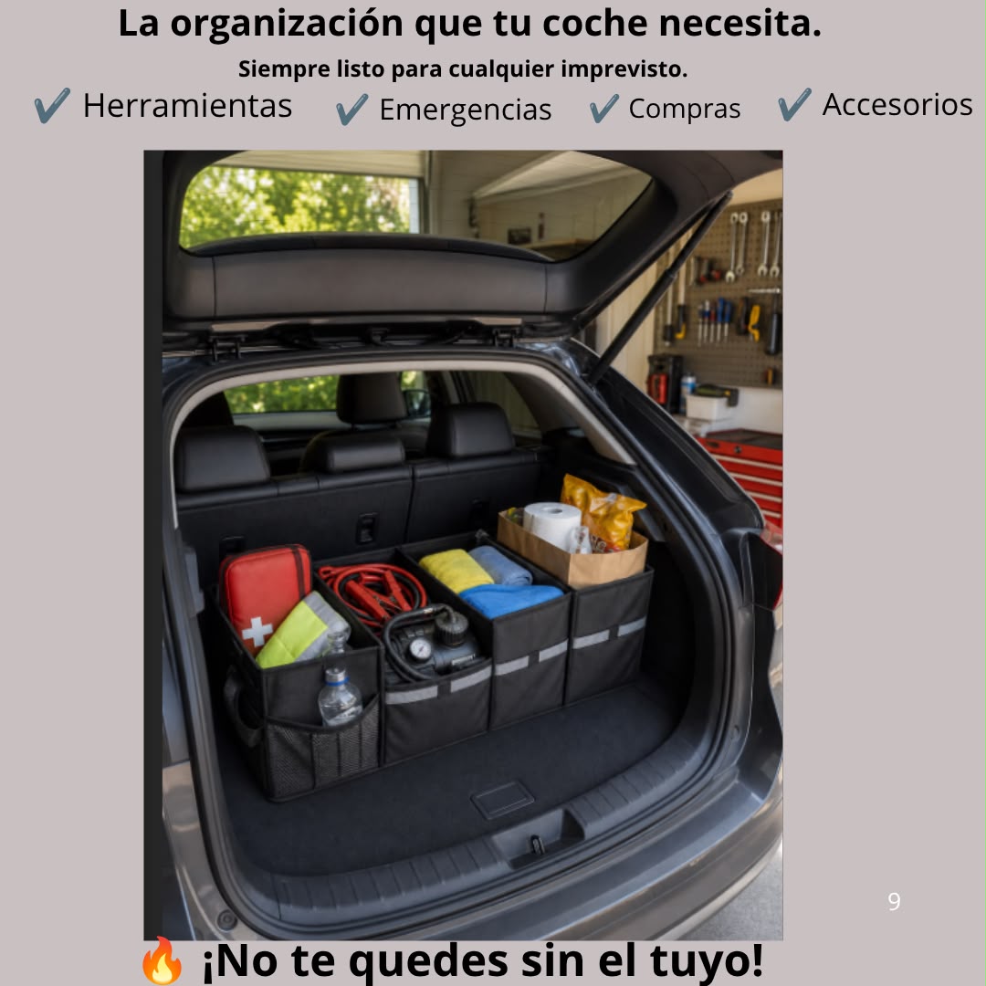 Organizador de maletero para coche con multiples compartimentos